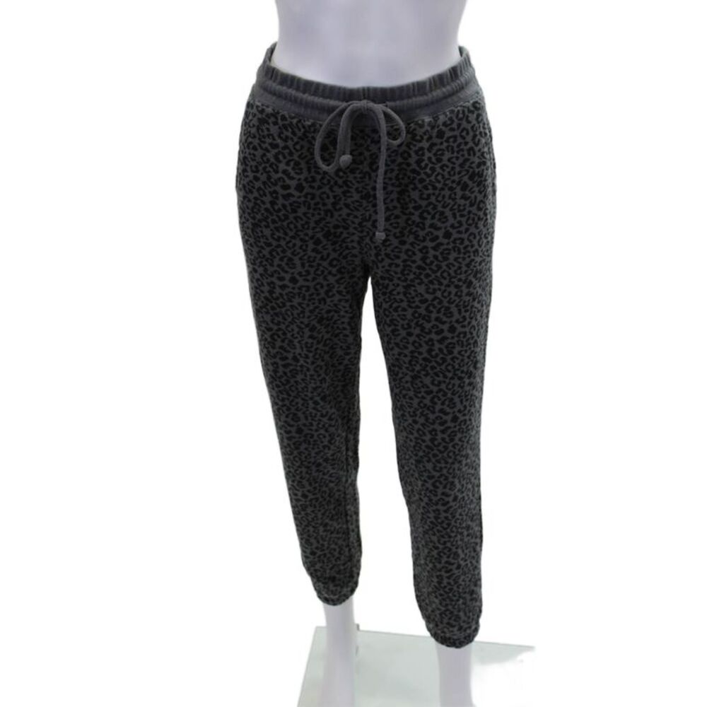 Rails Womens Leopard Print Drawstring Waist Jogger Sweatpants Gray Size S